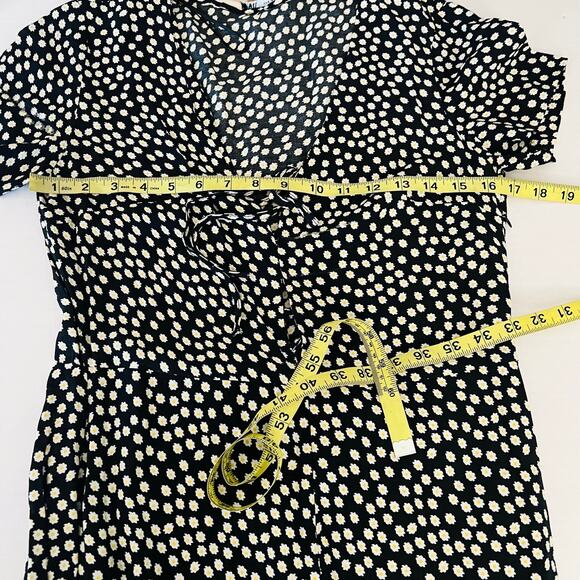 Zara Ditsy Floral Print Puff Short Sleeve Wide Leg Jumpsuit Size s small - Picture 5 of 5